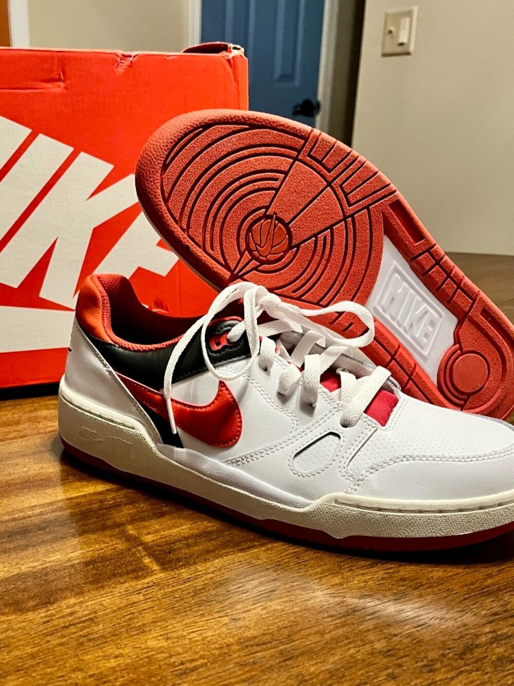 NEW! Nike Men's Full Force Low White/Mystic Red/Black Colorway Sneakers Size 8.5